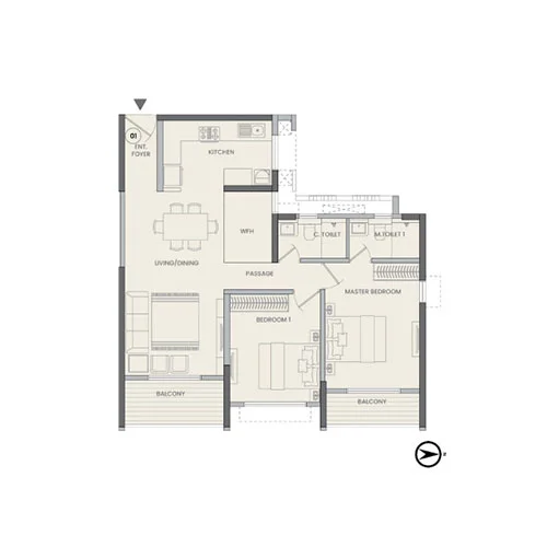 K Raheja Vistas Mahalunge 2.5 BHK Floor Plan Image