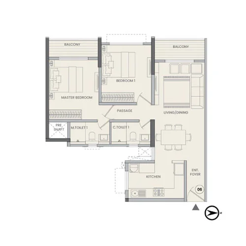 K Raheja Vistas Mahalunge 2 BHK Floor Plan Image